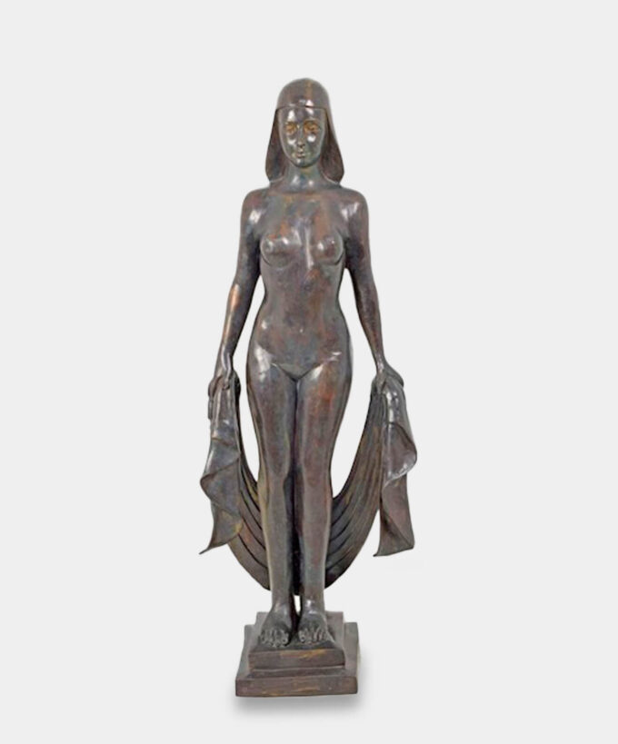 Egipska Tancerka z Woalem Duża Figura Ogrodowa Rzeźba z Brązu