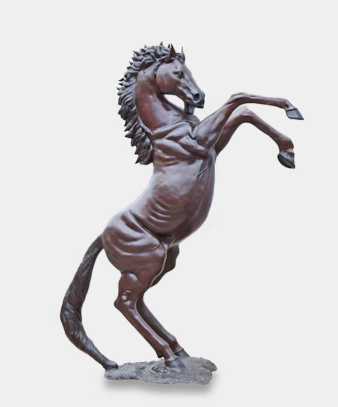 Koń Stojący na Tylnych Nogach Duża Figura Ogrodowa Rzeźba z Brązu