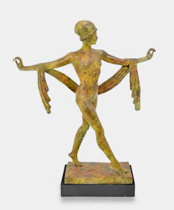 Tancerka Orientalna z Woalem Duża Rzeźba Ogrodowa z Brązu