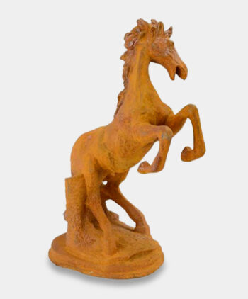 Figura Żeliwna Koń Stojący Dęba Zardzewiała