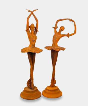 Figury Żeliwne Dwie Baletnice Zardzewiałe