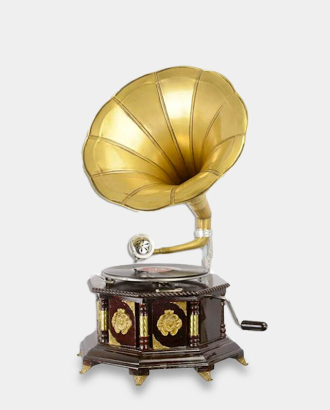 Gramofon Dekoracyjny w Stylu Retro na Sześciokątnej Podstawie