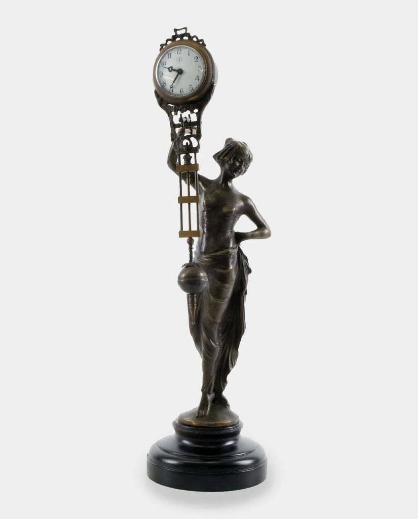 zegar stołowy figura kobieta z brązu