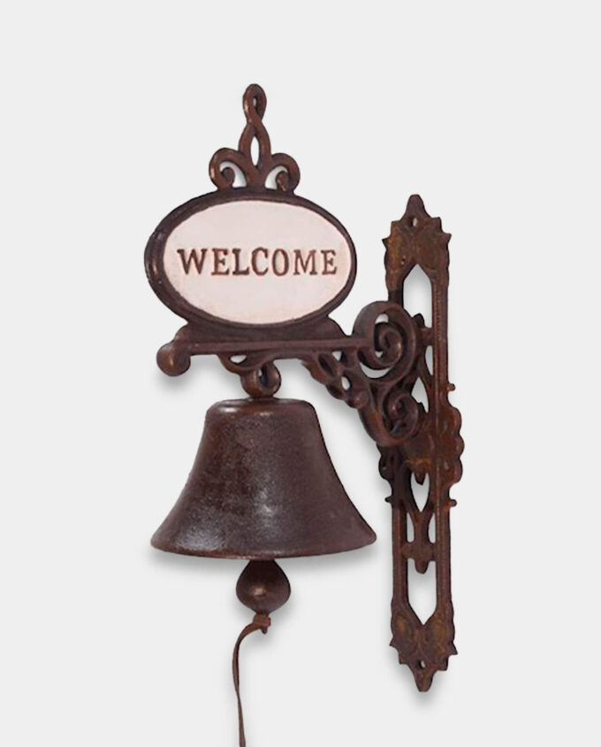 Żeliwny Dzwonek Ścienny z Napisem Welcome do Domu lub Ogrodu
