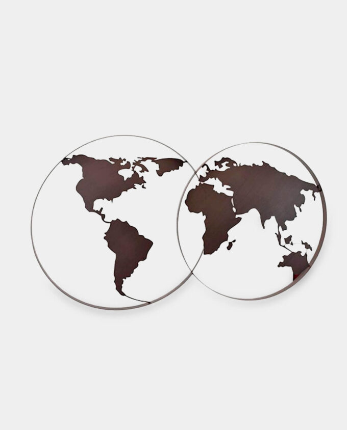 Metalowy Okrągły Panel Ścienny Mapa Świata Dekoracja Ścienna