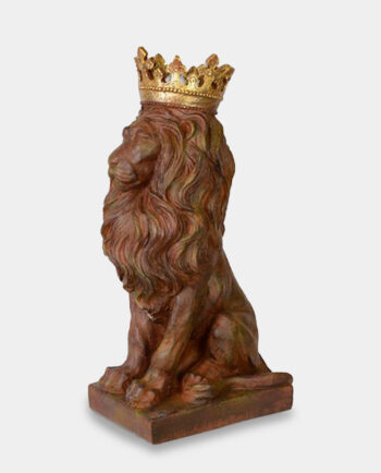 Siedzący Dostojny Lew w Koronie Rzeźba do Domu lub Ogrodu