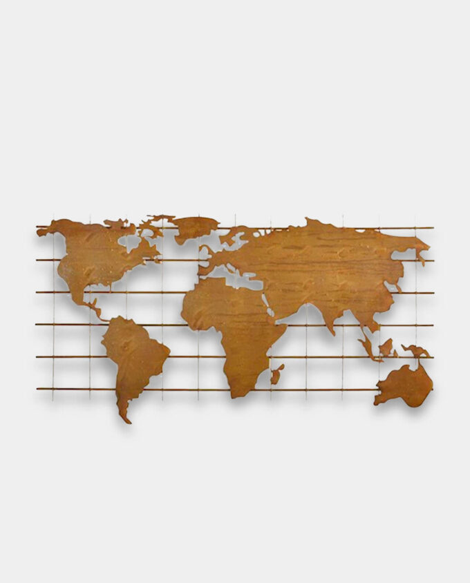 Metalowy Panel Ścienny Mapa Świata Dekoracja Ścienna