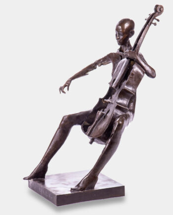 Modernistyczna Wiolonczelistka Duża Rzeźba z Brązu