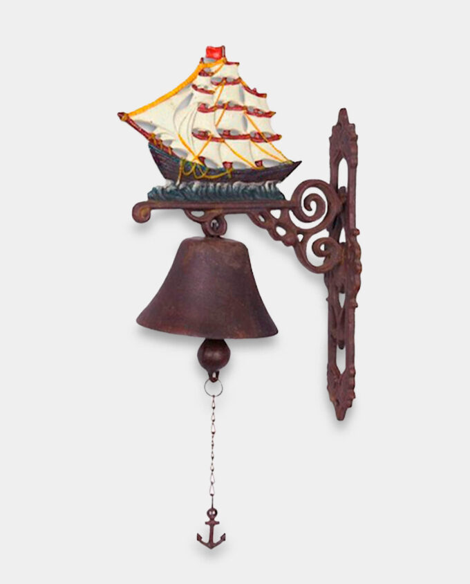 Żeliwny Dzwonek Ścienny ze Statkiem do Domu lub Ogrodu