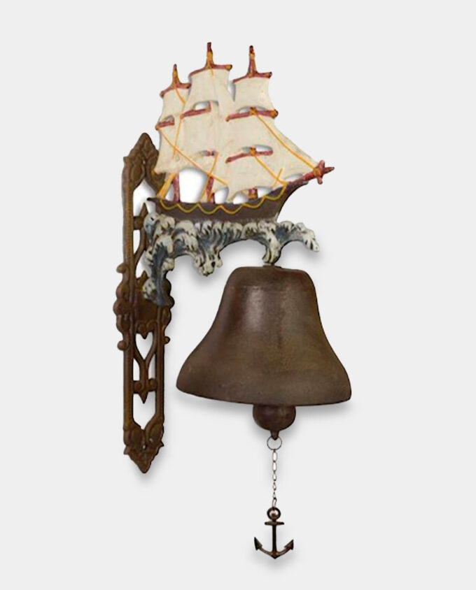 Żeliwny Dzwonek Ścienny z Okrętem do Domu lub Ogrodu