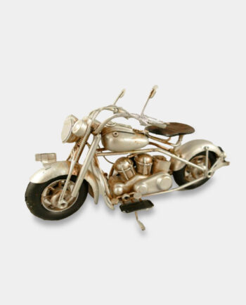 Biały Motocykl Model Metalowy