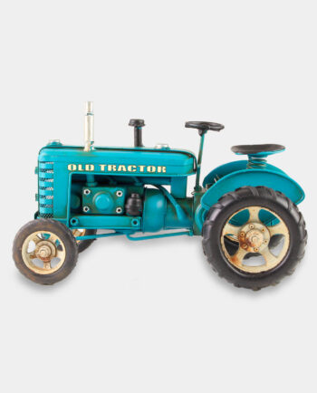 Stary Traktor Ciągnik Niebieski Model Metalowy